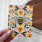 Bee & Floral Greeting Card - One Stitch Back