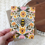 Bee & Floral Greeting Card - One Stitch Back