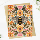 Bee & Floral Greeting Card - One Stitch Back