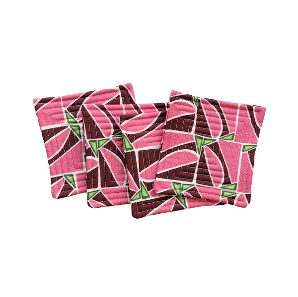 Watermelon Mosaic Quilted Coasters - One Stitch Back