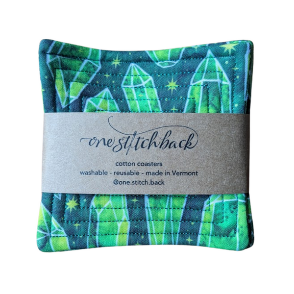 Green Crystals Quilted Coasters