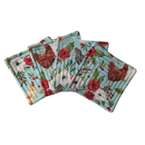 Holiday Hens Quilted Coasters