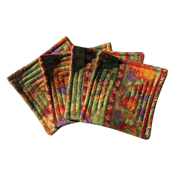 Gold Stitched Harvest Stripe Quilted Coasters - One Stitch Back