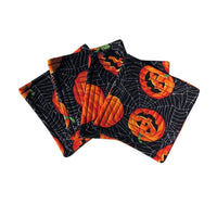 Halloween Pumpkin Quilted Coasters - One Stitch Back