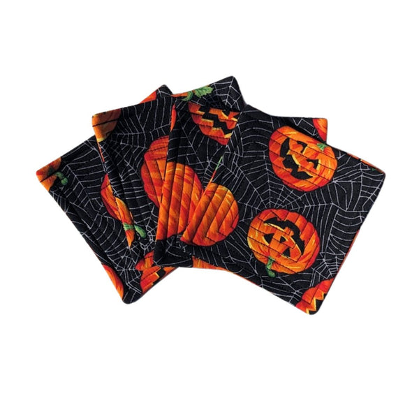 Halloween Pumpkin Quilted Coasters - One Stitch Back