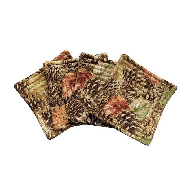 Autumn Pinecone Quilted Coasters
