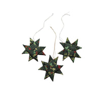 Holly Forest Danish Folded Fabric Star Ornament - One Stitch Back