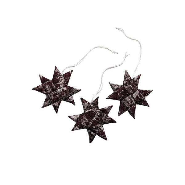 Silver Accent Danish Folded Fabric Star Ornament - One Stitch Back